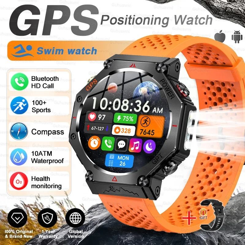 T-Rex 3 Ultra Military GPS Smartwatch with AMOLED Display, 10ATM Waterproof and Compass