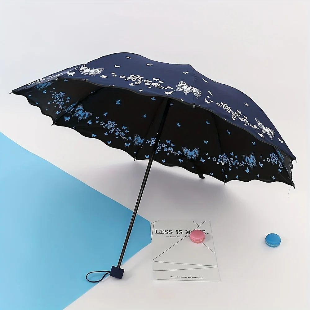Butterfly Print Windproof UV Umbrella