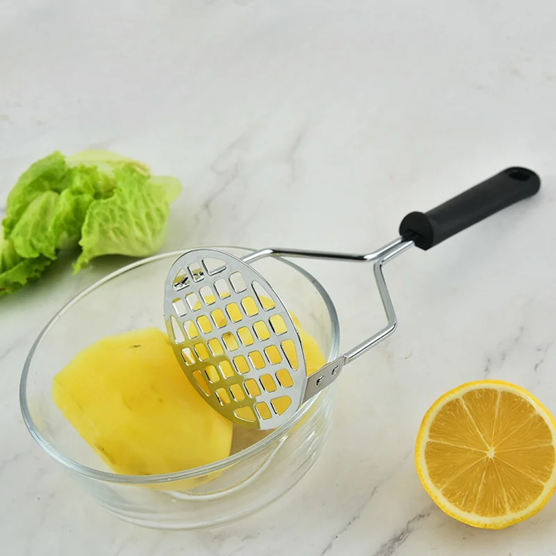 Stainless Steel Potatoes Crusher Kitchen Gadget, Creative Mud Press Masher Puree Juice Maker Tool