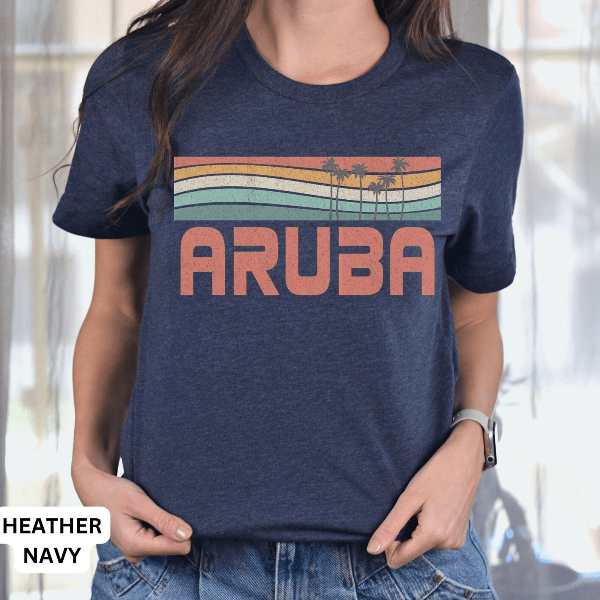 Aruba Vacation Shirt Retro Caribbean Palm Tree Beach Tee