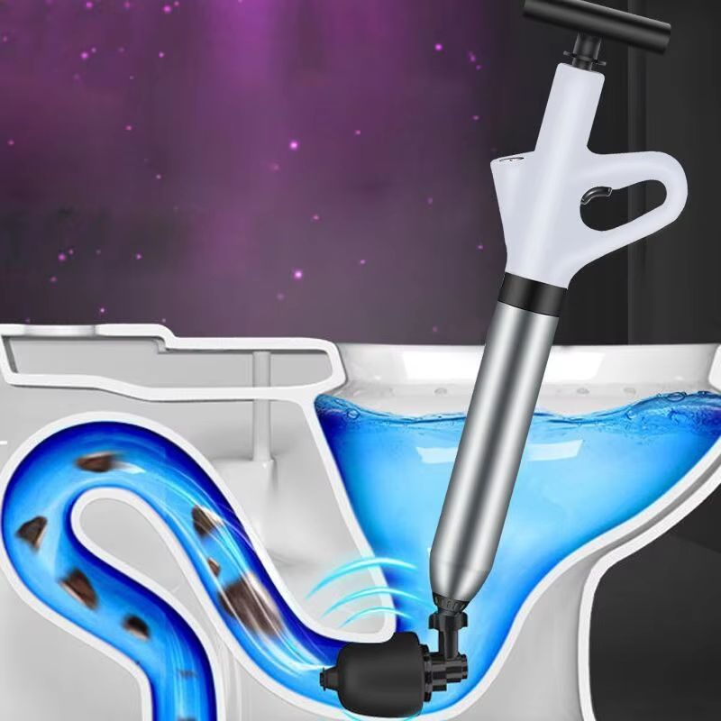 Stainless Steel High-Pressure Toilet Pipe Dredger, Pneumatic Drain Unclogger Tool for Home Plumbing