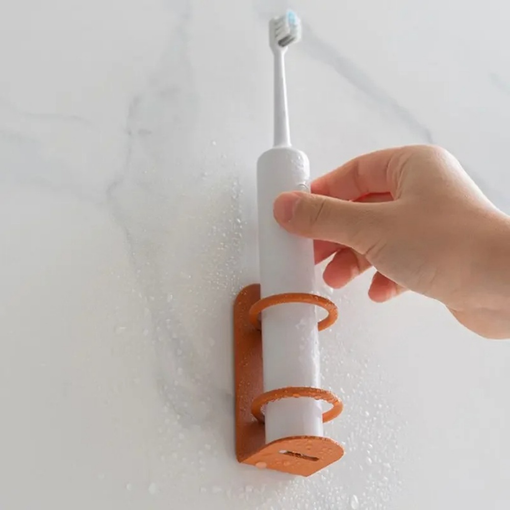 Wall-Mounted Toothbrush Holder with Razor Storage, Punch-Free Bathroom Organizer Shelf