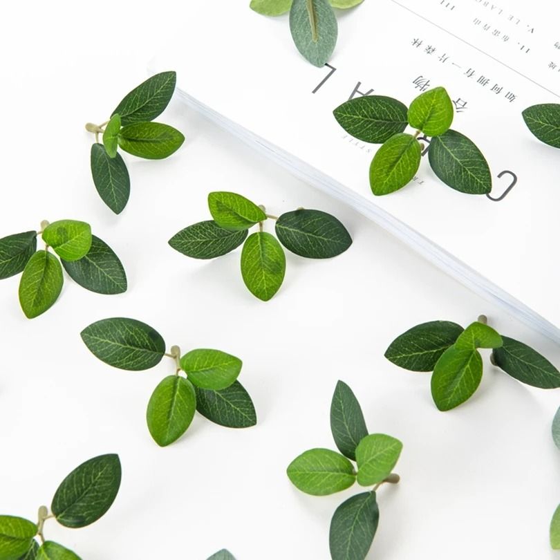 50Pcs Artificial Green Silk Tea Leaves | Realistic Foliage for Wedding Bouquets, DIY Wreaths & Holiday Home Decor