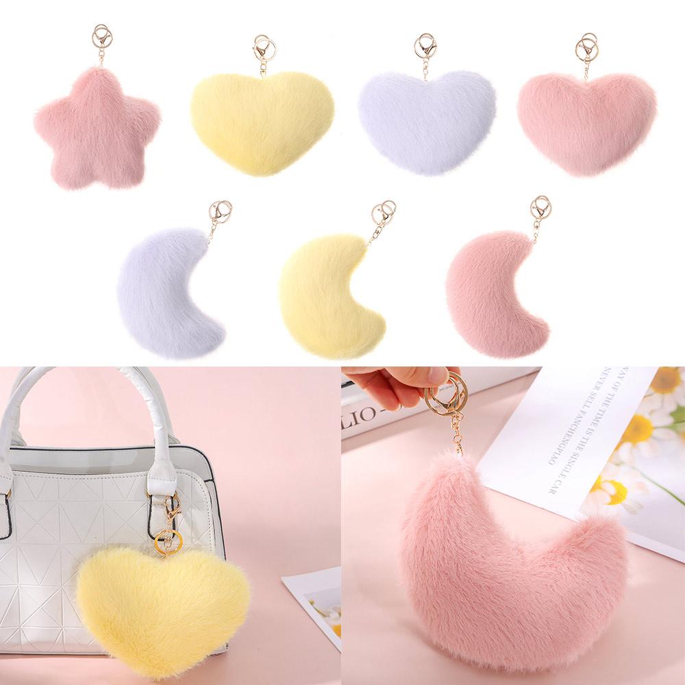 Soft Star Shape Stuffed Pillow, New Moon Pattern Heart Plush, Pink Color PP Cotton Valentine Day Gift