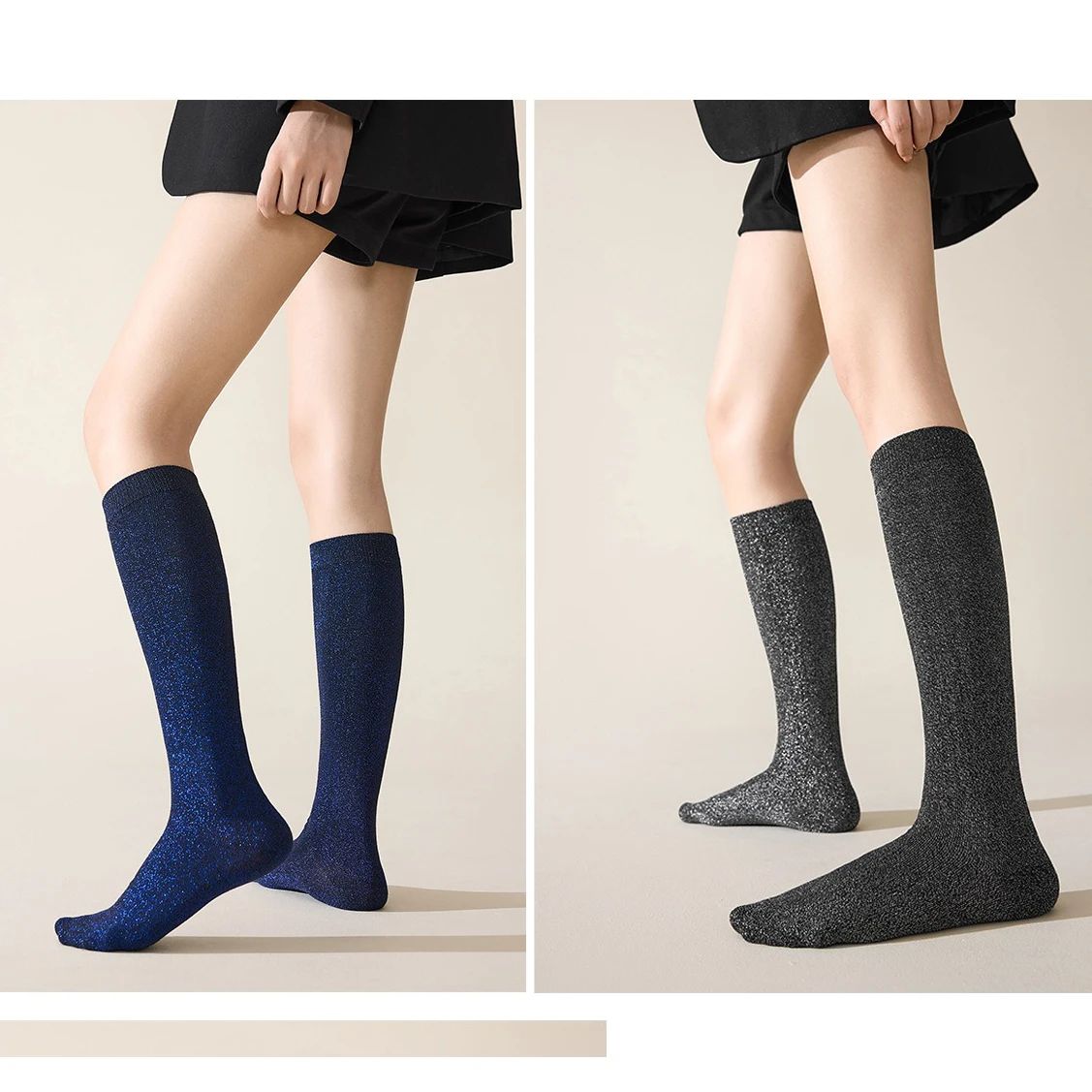 Womens Glitter Calf Socks Sparkly Metallic Casual Retro Socks, Bright Novelty Ankle Socks 1–5 Pairs