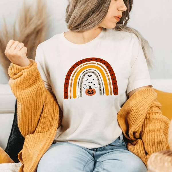 Rainbow Pumpkin Halloween Shirt | Cute Boho Fall Tee