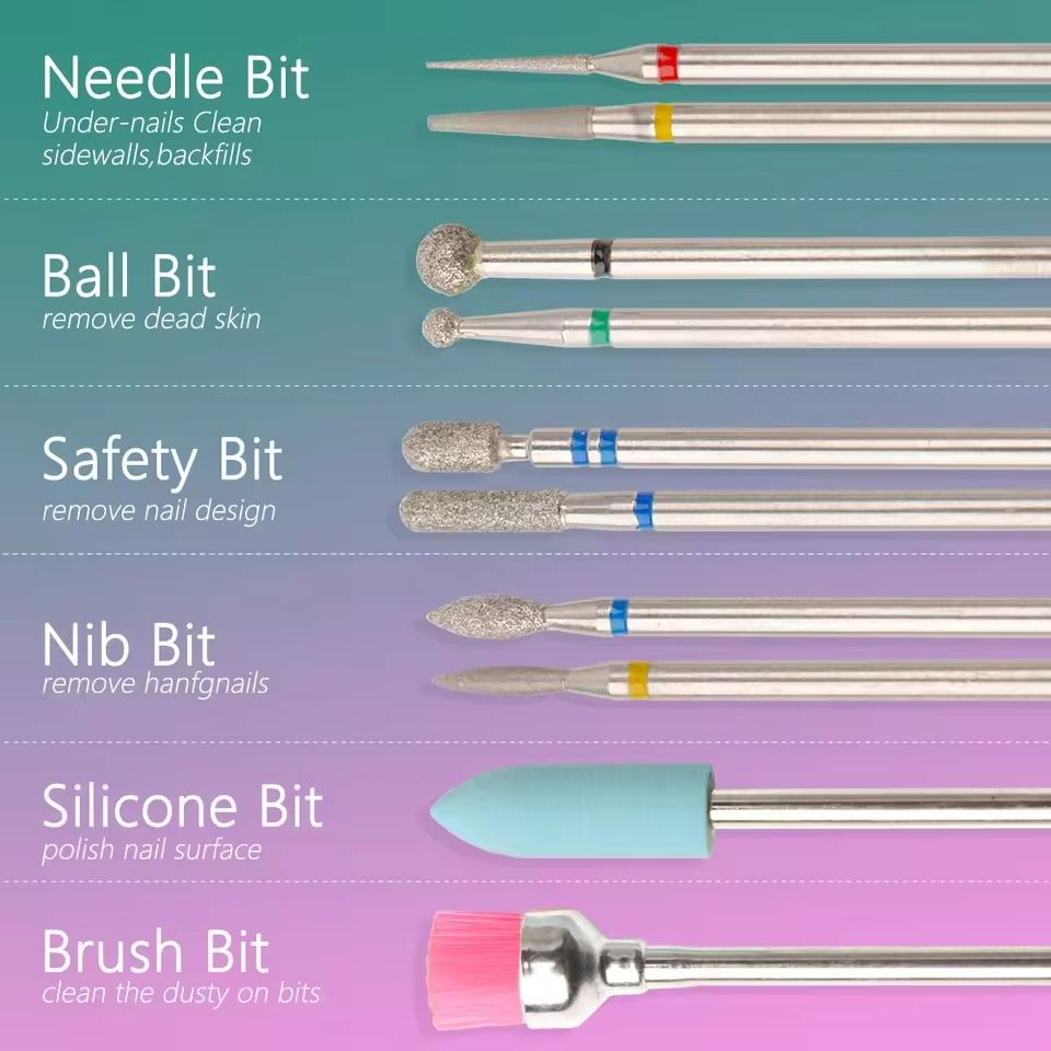 Nail Drill Bit Set 14 Piece Manicure Pedicure Polishing Tools
