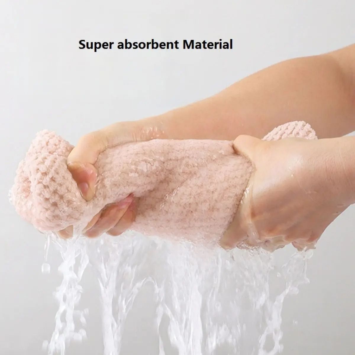 Solid Color Hair Towel Textured Dry Hair Cap Wrap 9.8 x 25.5 in Absorbent for Women