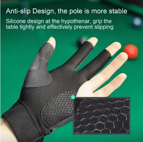 Open Finger Billiard Glove Breathable Polyester Snooker and Pool Glove with Adjustable Strap