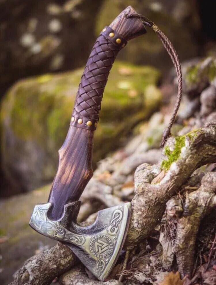 Handmade Viking Throwing Axe | Carbon Steel Blade with Rosewood Handle, 4.3 Cutting Edge, Leather Sheath | Perfect Gift