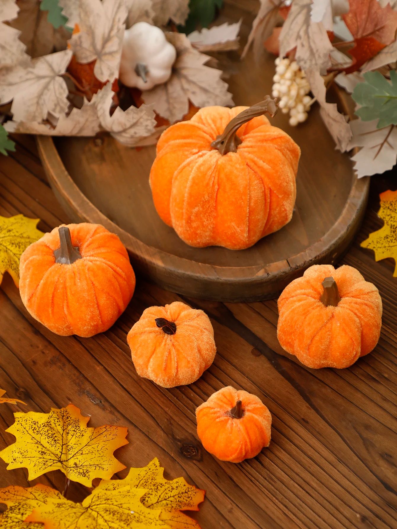 Velvet Pumpkin Decor for Fall Home Decorations – Elegant Artificial Pumpkins for Halloween & Harvest Styling