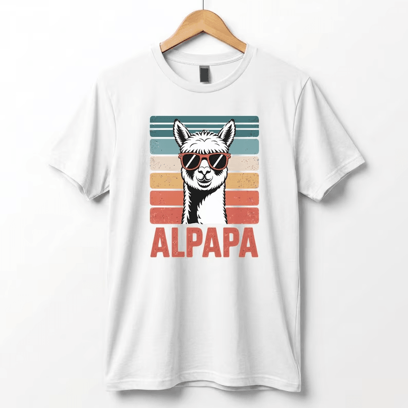 Retro Alpaca Dad Shirt Funny Fathers Day Gift Alpaca Dad Tee