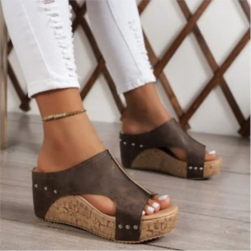 Womens Summer Wedge Sandals with Elegant Slip On Design