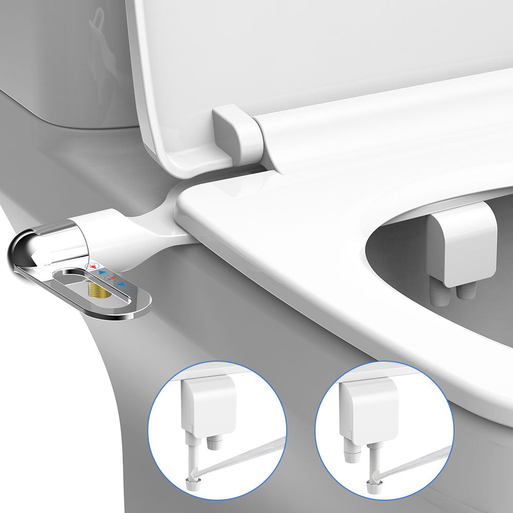 Bidet Toilet Seat New Lightweight Ultra thin Non Electric Double Nozzle, Adjustable Water Pressure, Easy Installations