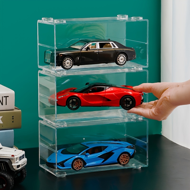 Car Model Display Box, Transparent Stackable Storage Rack for Diecast Cars Model Storage Cabinet with Clear View