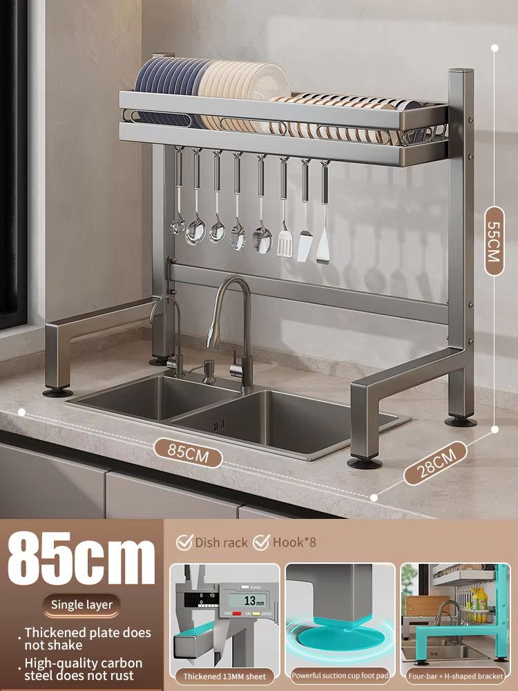 Stainless Steel Double-Layer Kitchen Sink Dish Draining Shelf