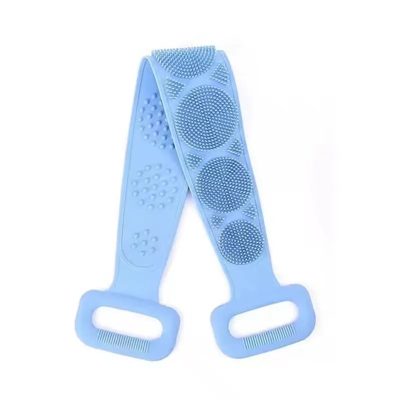 FlexClean Silicone Back Scrubber Shower Belt with Exfoliating Massage Brush