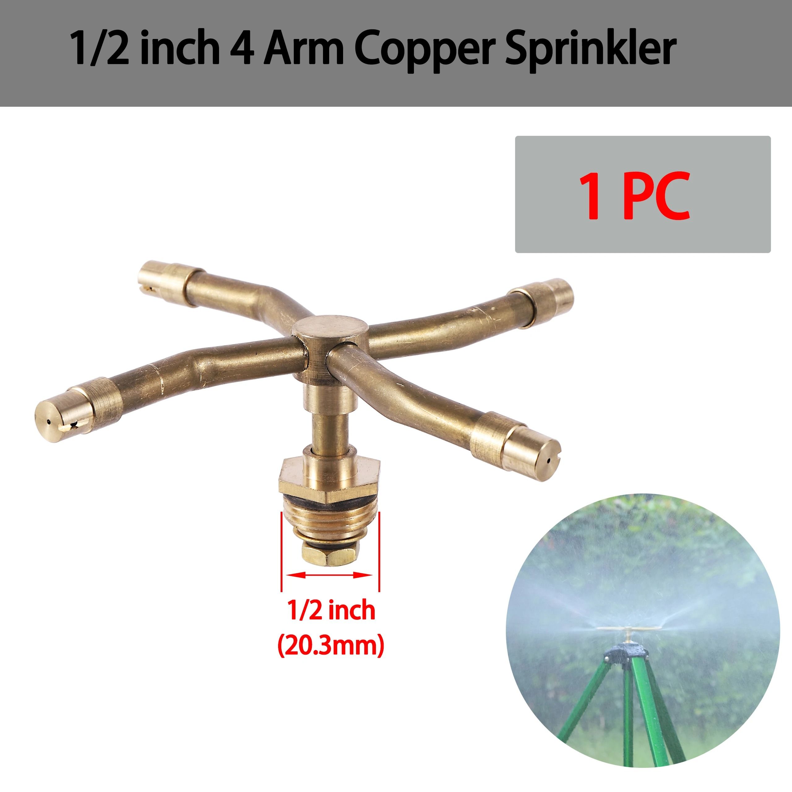 Automatic Rotating Brass Nozzle Sprinkler 2/3/4 Arm Male Thread Lawn Irrigation Watering