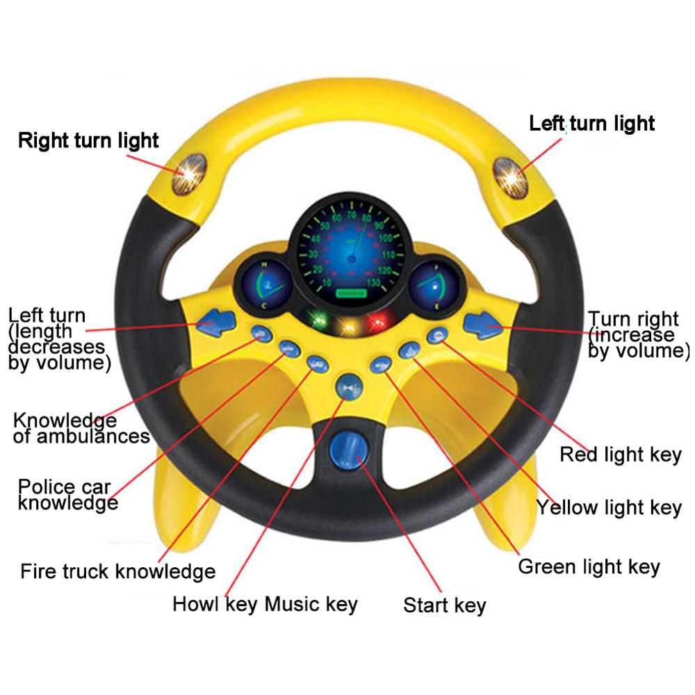 Electric Simulated Driving Steering Wheel, Portable Copilot Toy with Light and Sound, Educational Childrens Gifts