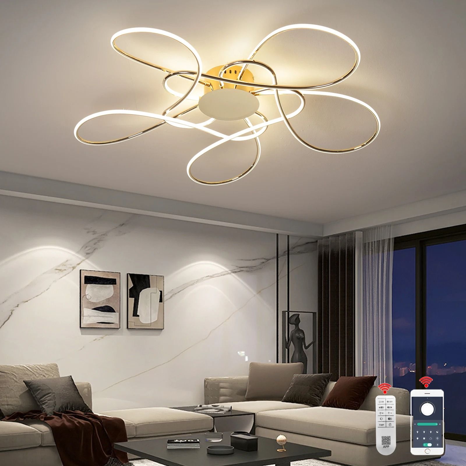 Chrome and Gold Plated Modern LED Chandelier for Luxury Home Decor