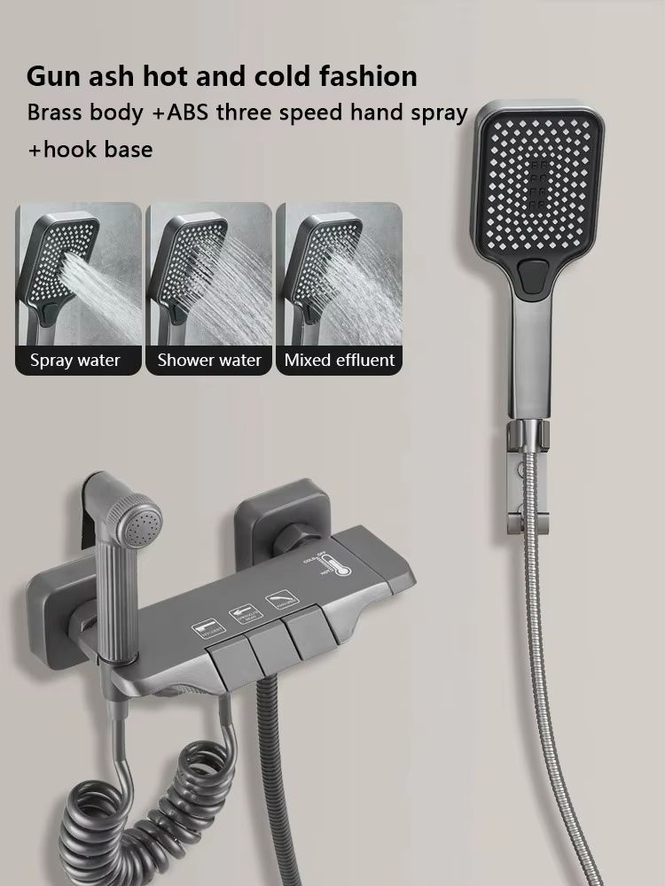 Gun Grey Digital Display Shower System with Piano Key Mixer