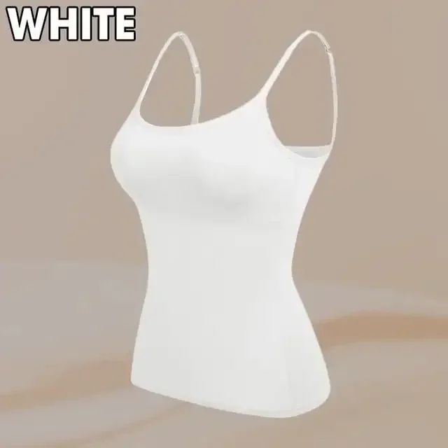 Womens Solid Padded Spaghetti Strap Cami – Built-In Bra Sexy Slim Tank Top 2024