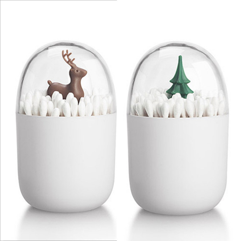 Cute Cartoon Dustproof Plastic Toothpick Holder Decorative Cotton Swab & Toothpick Dispenser for Organized Spaces