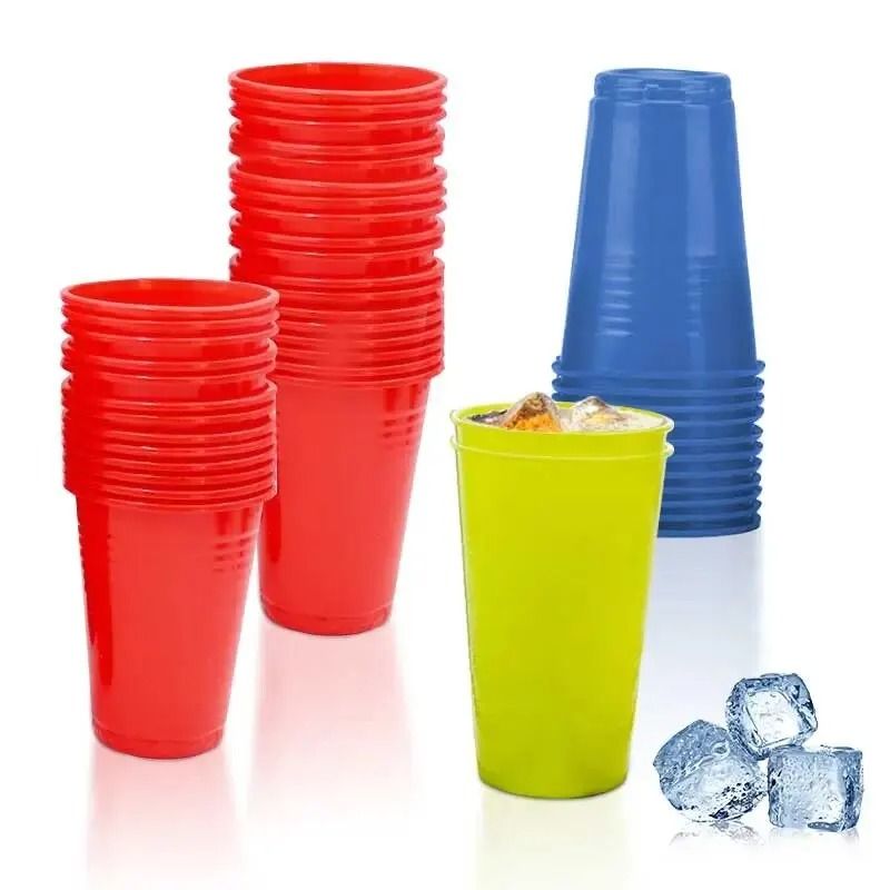 100-Piece Colored Disposable Plastic Cup Set – Durable 220ml Party Supplies