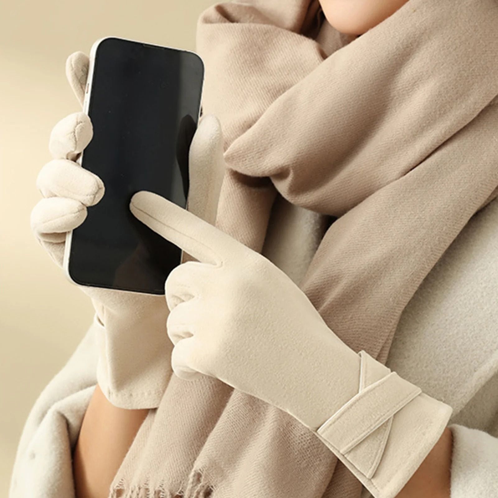 Warm Womens Touchscreen Gloves Fleece Lined Windproof Winter Riding Gloves