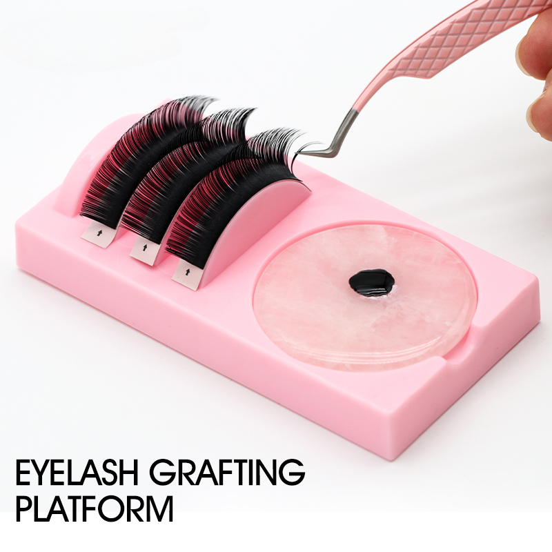 Acrylic False Lashes Stand Pad and Glue Holder, Reusable Eyelash Grafting Assistor Station, Essential Tools for Eyelash