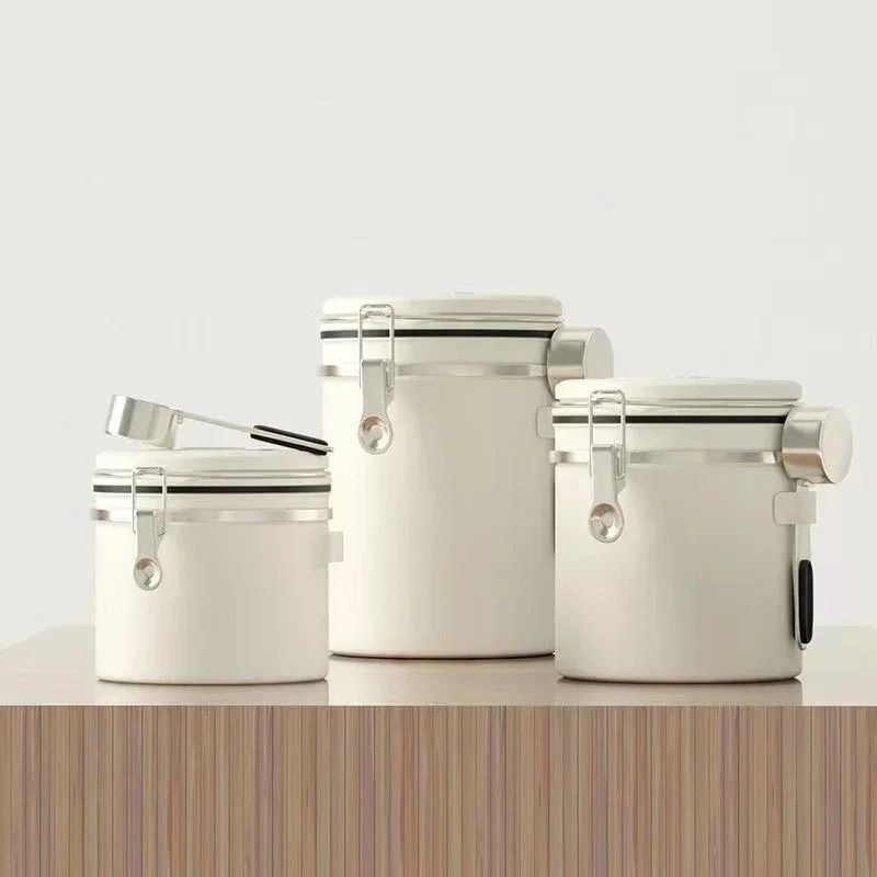 Stainless Steel Coffee Beans Vacuum Storage Jar – Large Capacity Airtight Container with Spoon