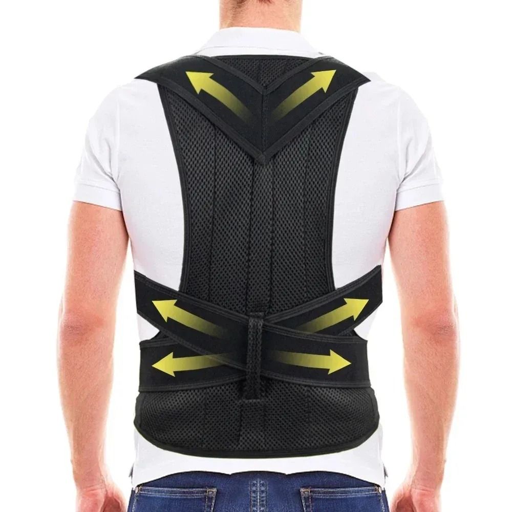 Adjustable Posture Corrector Back Brace Lumbar Support Belt with Shoulder Alignment for Men and Women