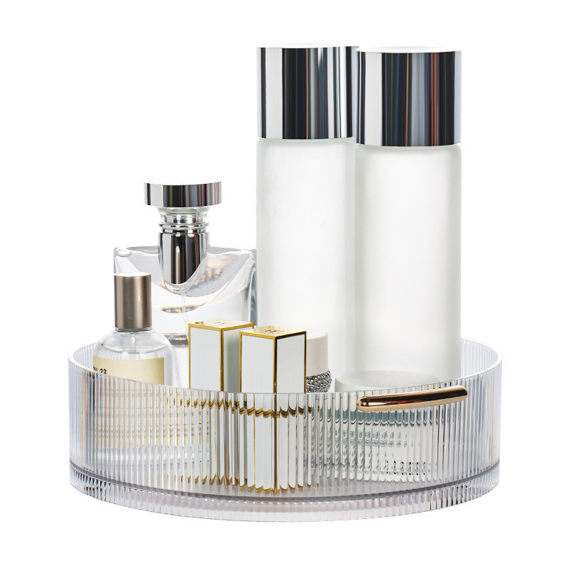 Rotating Cosmetic Storage Box Large Capacity, Transparent, Turntable Desktop Organizer