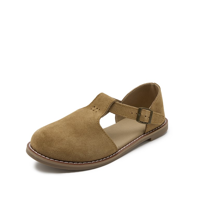 New Retro Women's Sandals Flat-Soled Frosted Leather Hollow Roman Shoes