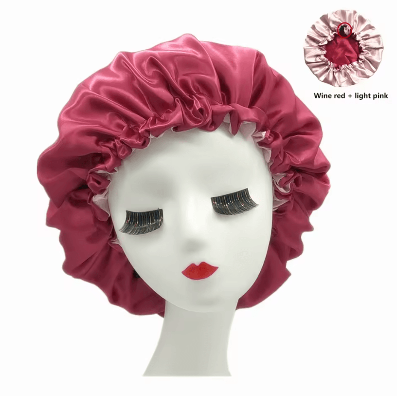 Reversible Satin Bonnet Hair Cap Double Layer Sleep Night Head Cover for Curly and Styled Hair