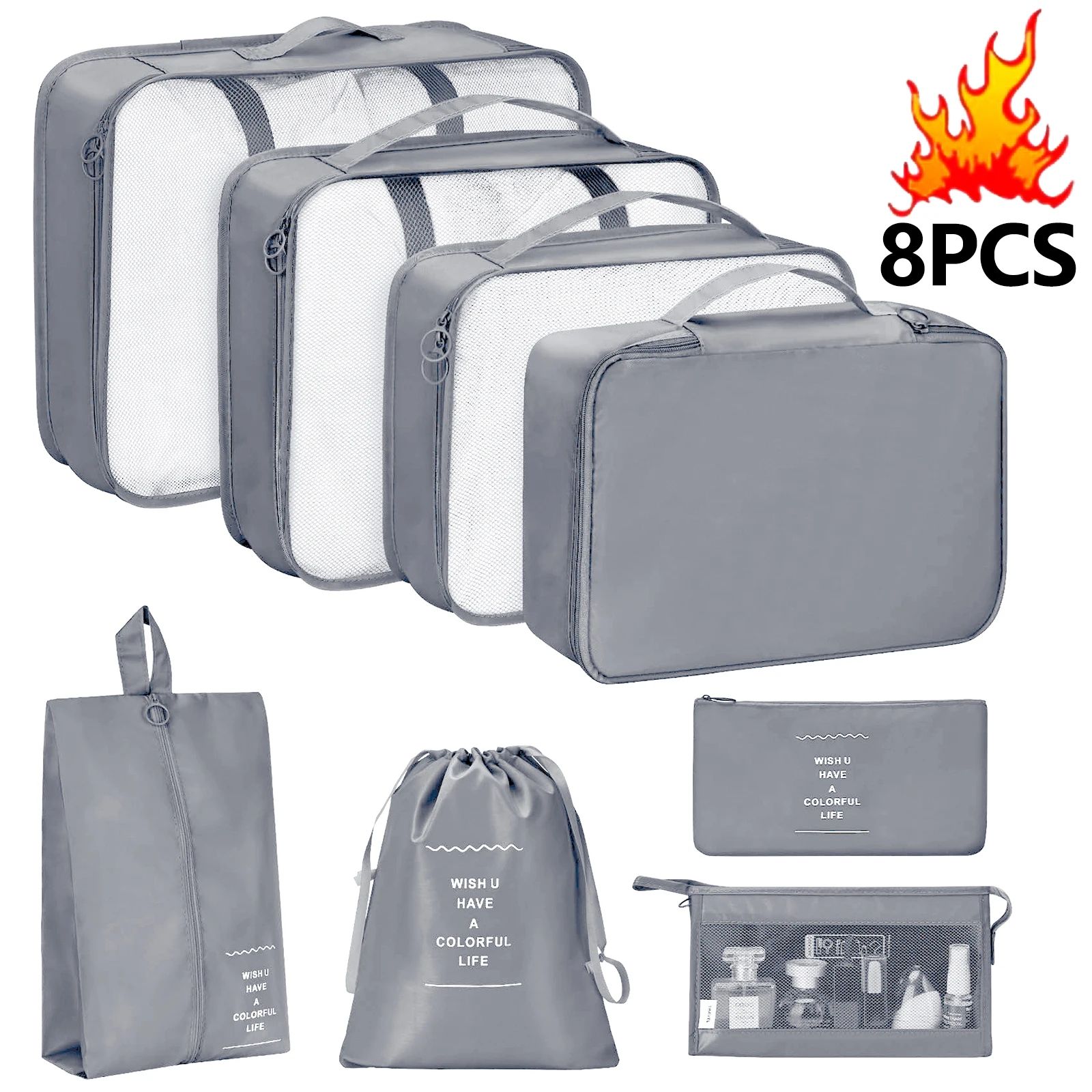 7 Piece Travel Packing Cubes Set