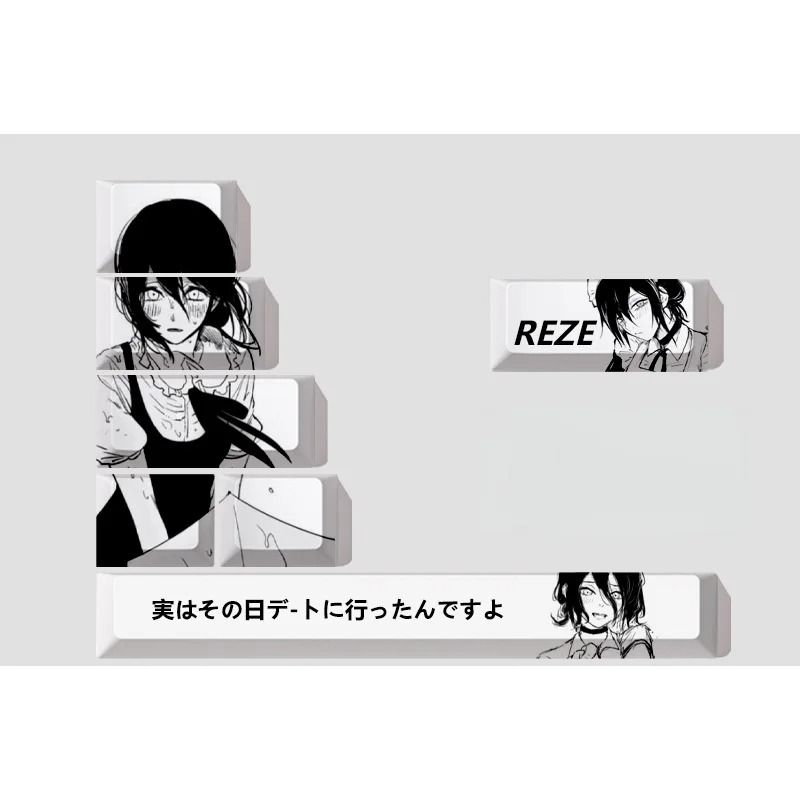Reze Chainsaw Anime PBT Keycaps Cherry Profile Custom Mechanical Keyboard Set