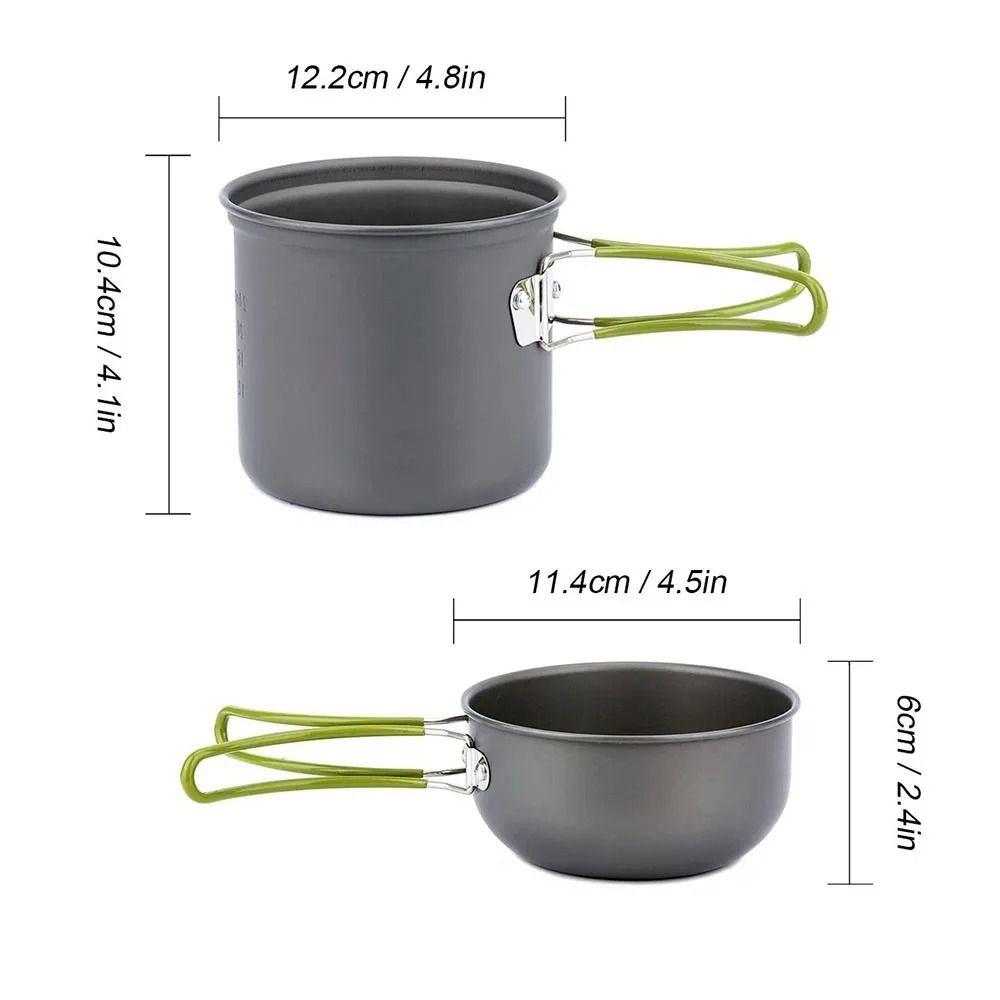 Ultralight Camping Cookware Mess Kit with Non-Stick Pots for Outdoor Cooking and Hiking