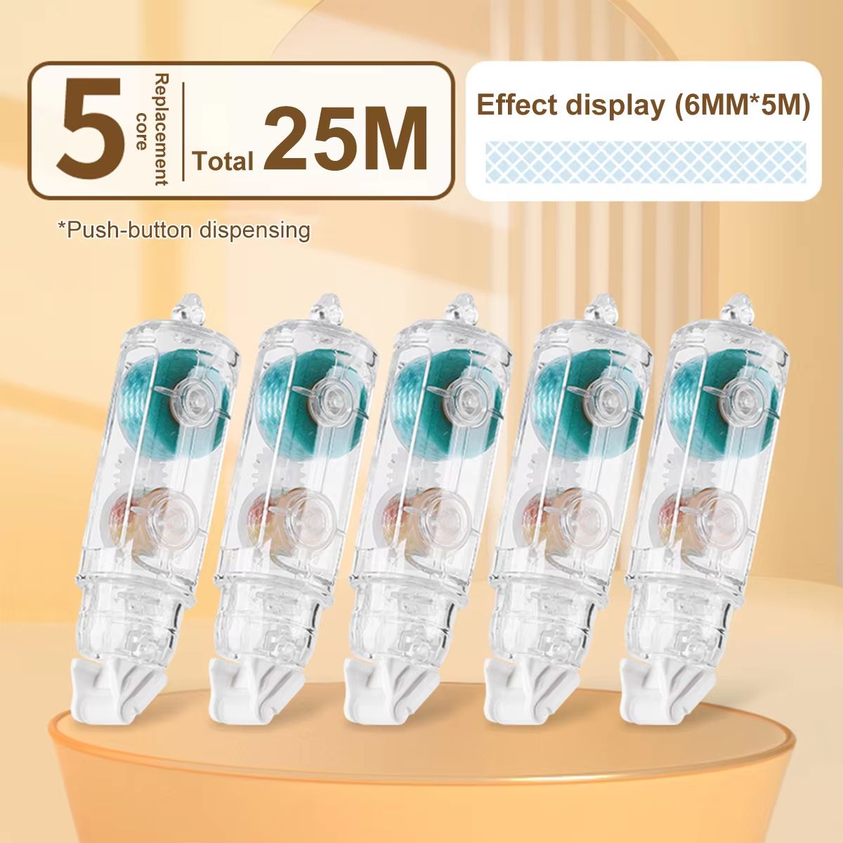 Multi-Pack Transparent Dot Glue Tape Set with Replaceable Double-Sided Refills