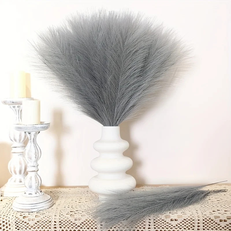 Fluffy Pampas Grass Artificial Flowers, Wedding Boho Bouquet, Home Vase Decor