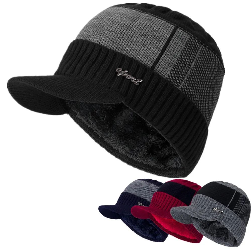 Fur Lined Beanie with Brim - Unisex Winter Hat with Brim for Warm, Wind-Blocking Comfort