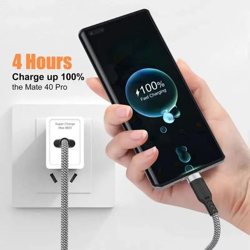 Extra Long USB C Fast Charging Cable Nylon Braided 6A Data Wire
