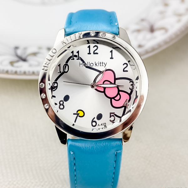 Hello Kitty Bow Digital Quartz Watch, Cartoon Belt Watch with Diamond, Kawaii Birthday Toy Gift