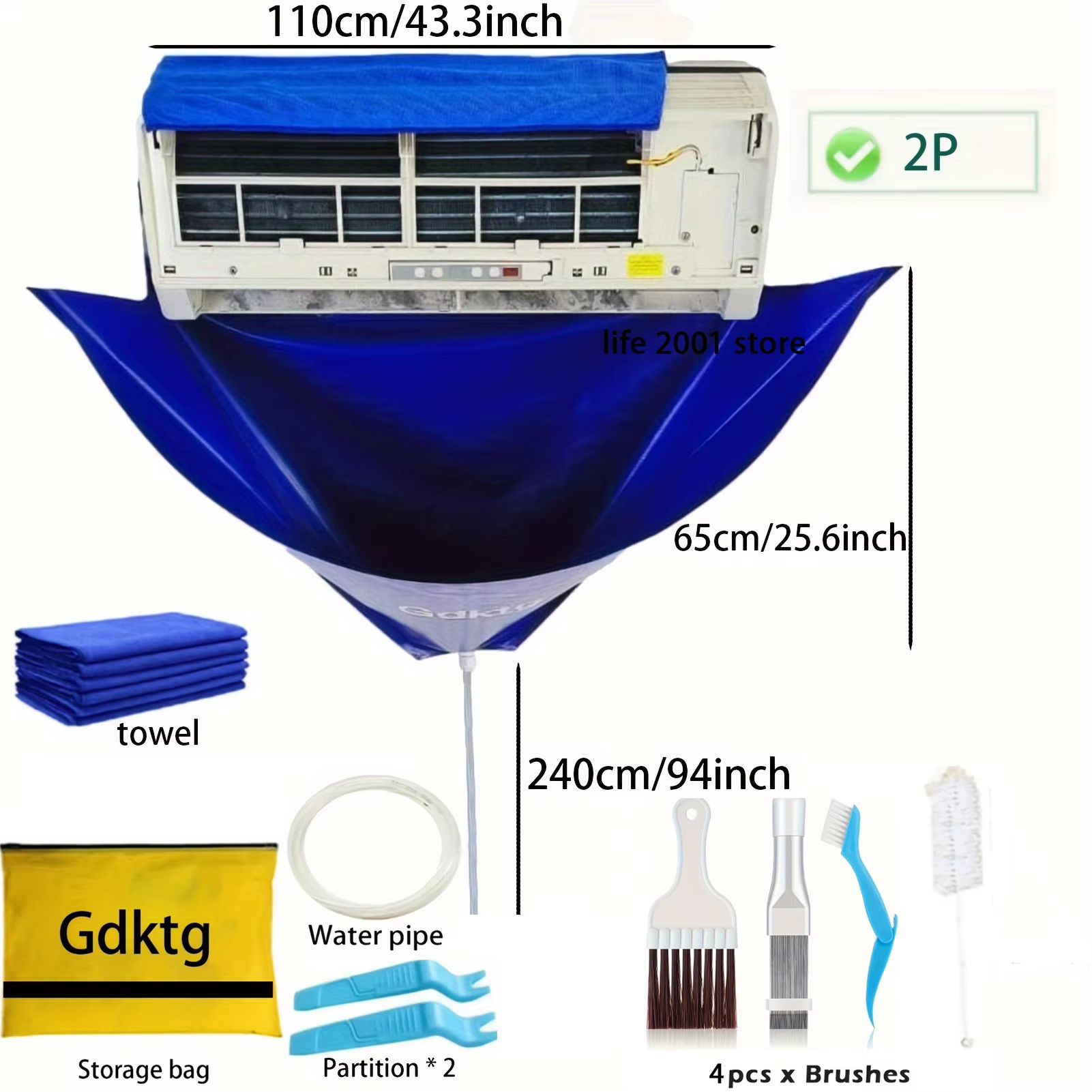 Air Conditioner Cleaning Cover Kit Waterproof Dust Protection & Cleaning Tools (5/7/10/11pcs)