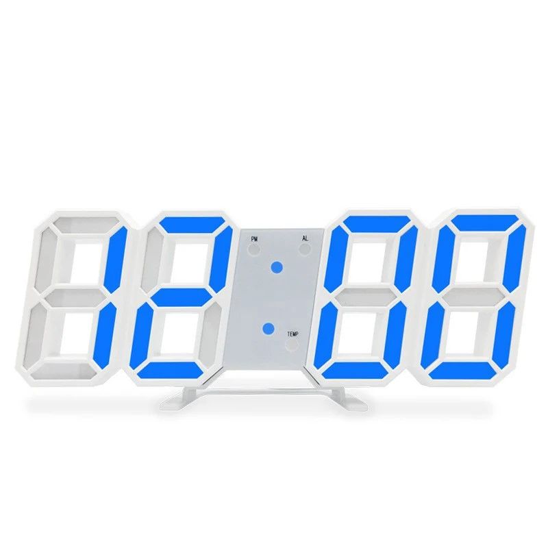 Modern LED Digital Alarm Clock Voice Activated Silent Desk Clock with 3D Display