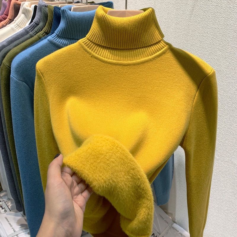 Sweater Women, Velvet Lined Thicken Warm Pullover, Slim Jersey Knitwear Jumper New