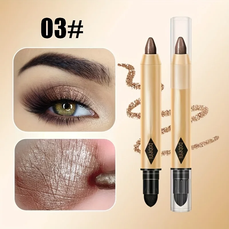 Metallic Double-head Eyeshadow, Diamond Shimmer Highlighter Stick, Ultra Pigmented Long Lasting Pencil