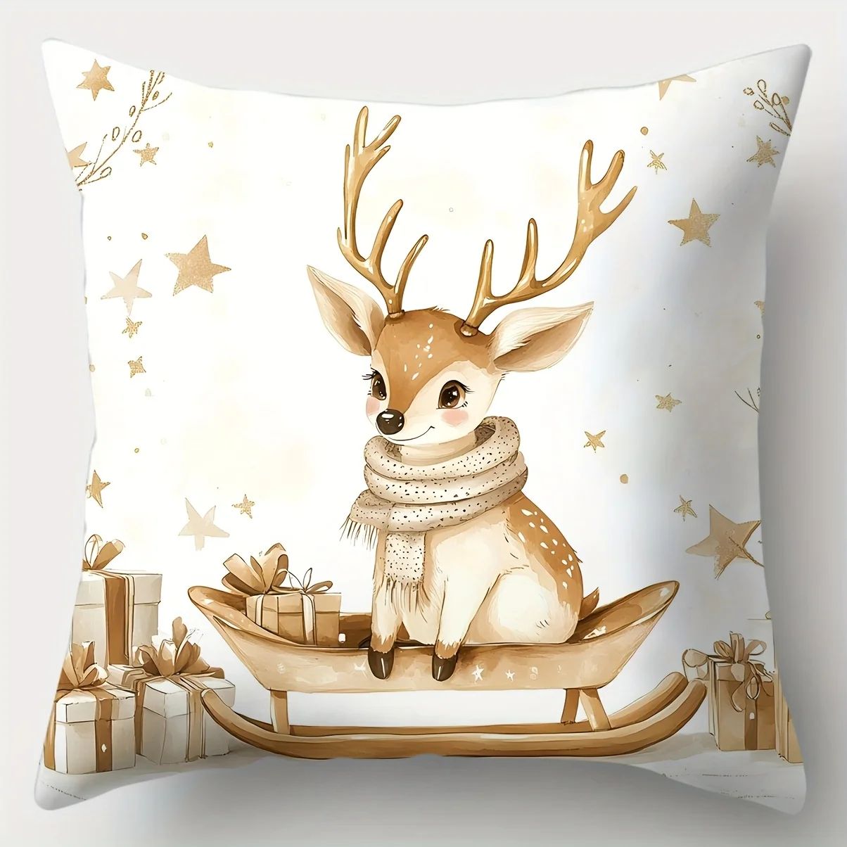 Golden Christmas Decorative Pillow Cover Set 4pcs