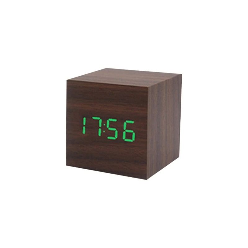 Wooden Cube Voice Control Alarm Clock
