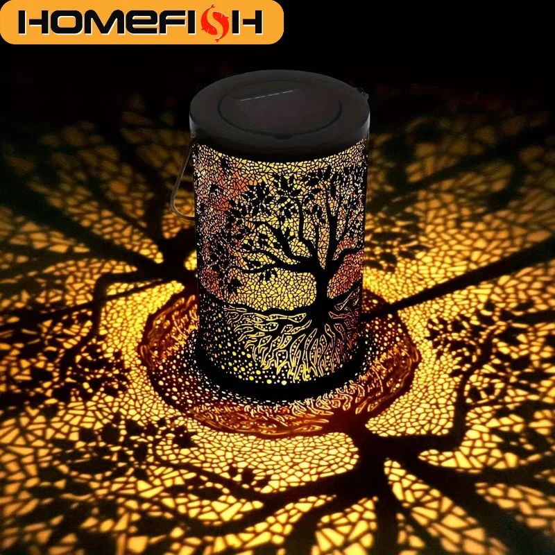Vintage Metal Solar Hanging Lantern Waterproof LED Outdoor Garden Tree Light